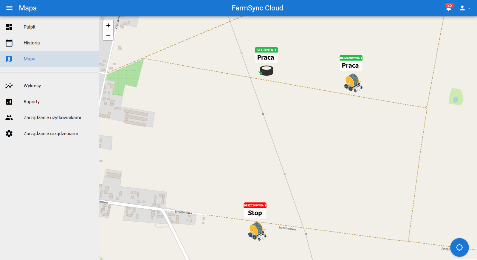 FarmsSync Cloud mapa